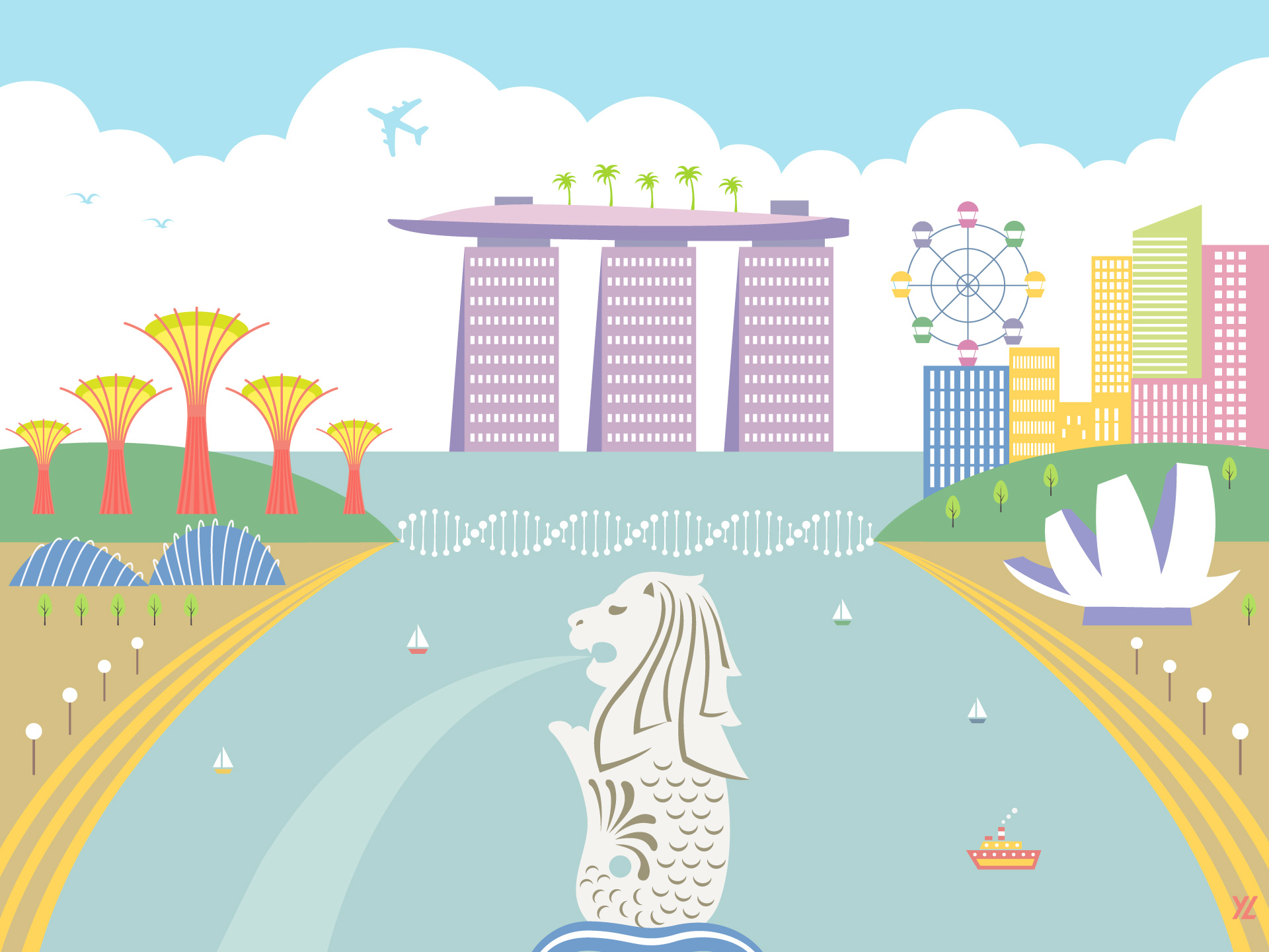 Yiying Lu’s new “Bridges around the world” art piece was created to celebrate Singapore’s National Day 2021, featuring Singapore’s iconic landmarks