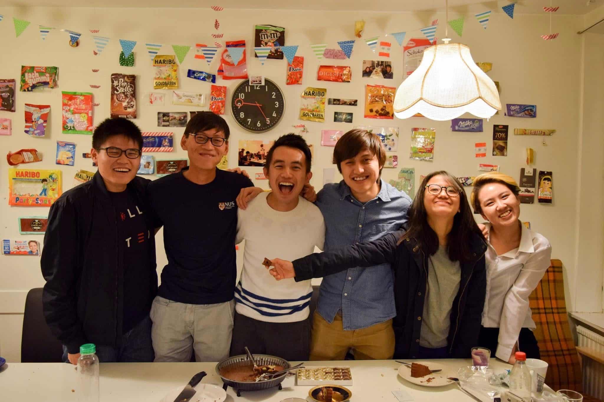 Magdalene and her friends during her internship in Stockholm.