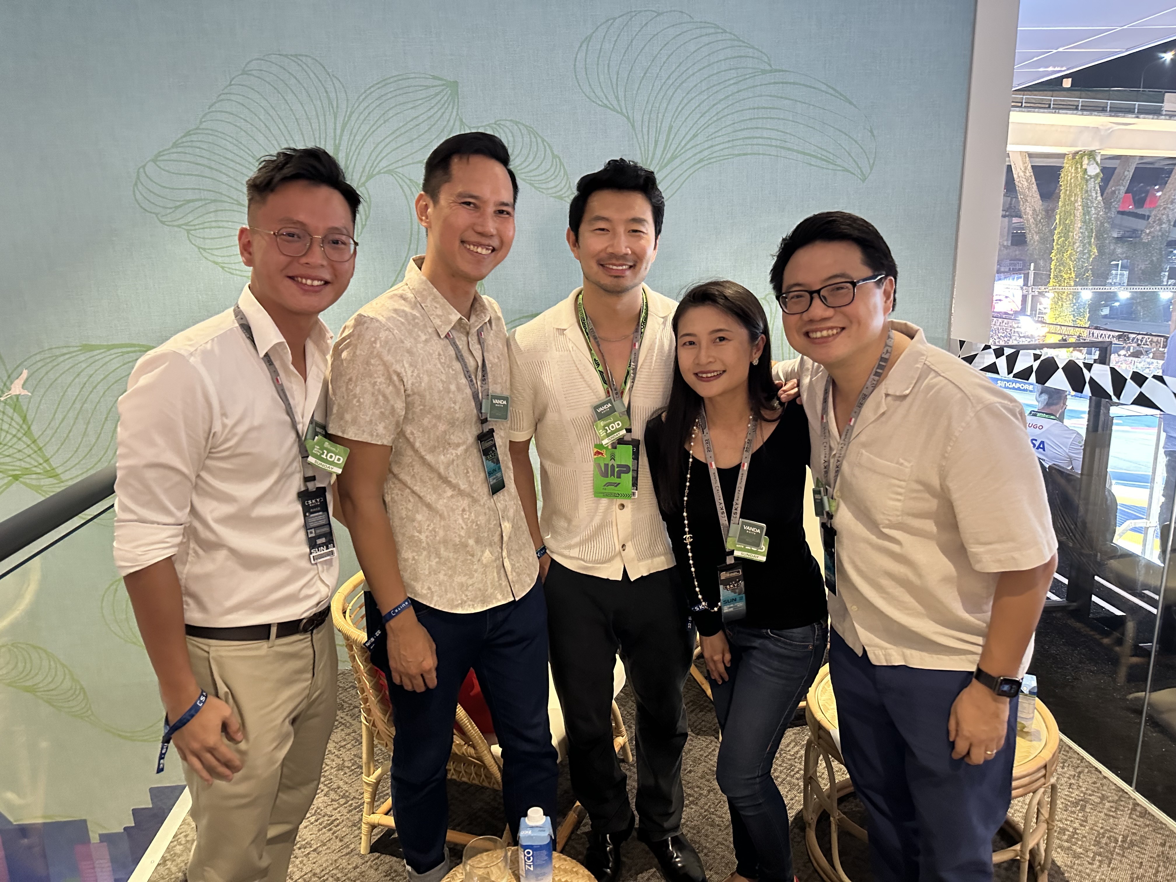 Caecilia with friends at the 2024 Formula One Singapore Grand Prix.