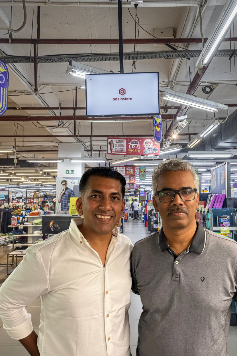 Alaap and his Co-founder Suri at an adsinstore.ai partner store.