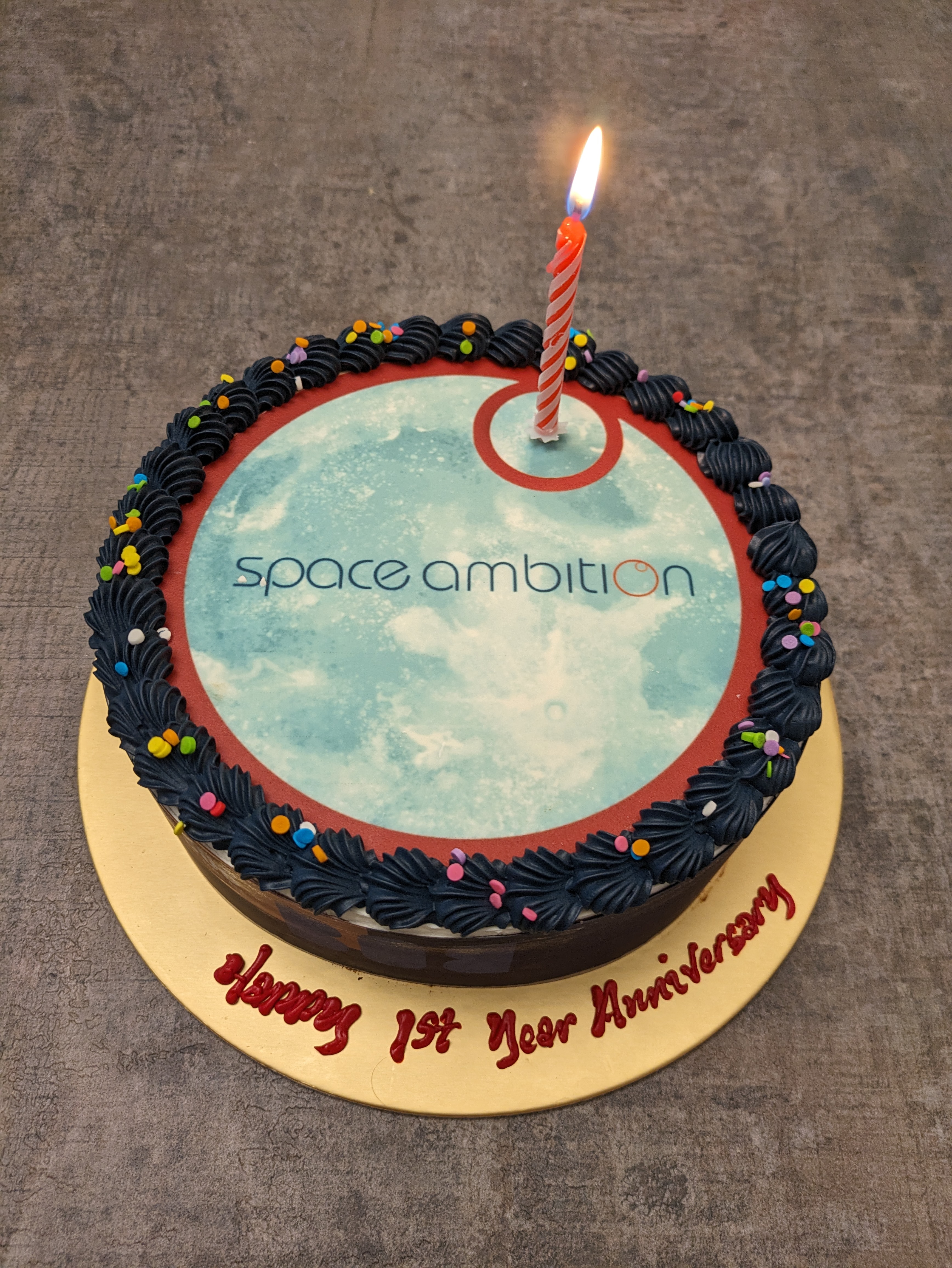 Alexandra’s family surprised her with a cake to celebrate Space Ambition’s first anniversary.