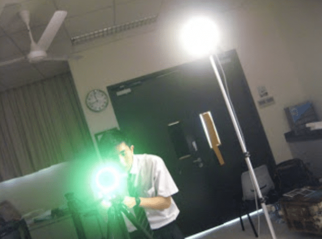 A teenage Choānn working on a film, while still in school