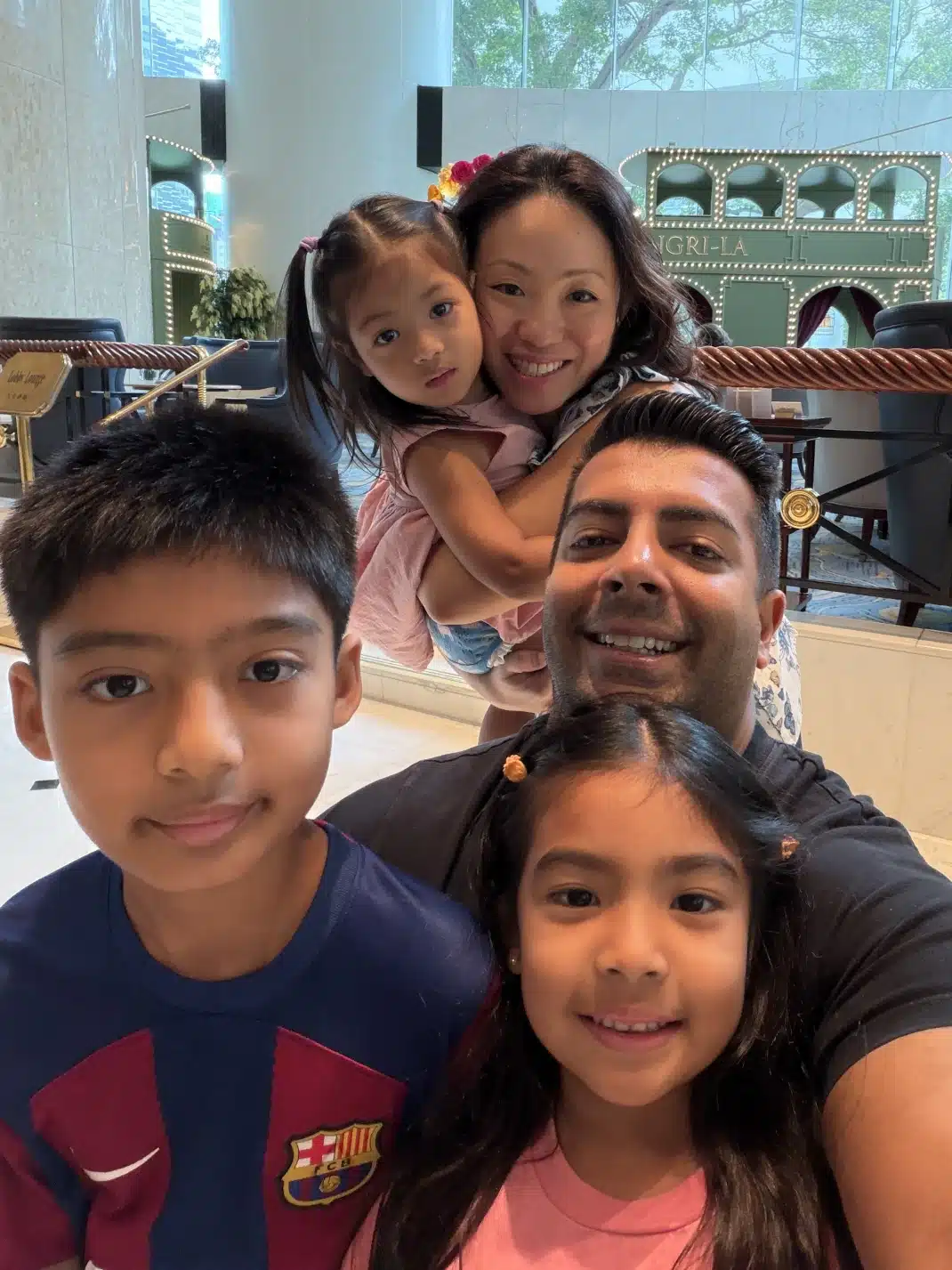 Nazim lives with his wife and three children in Singapore.