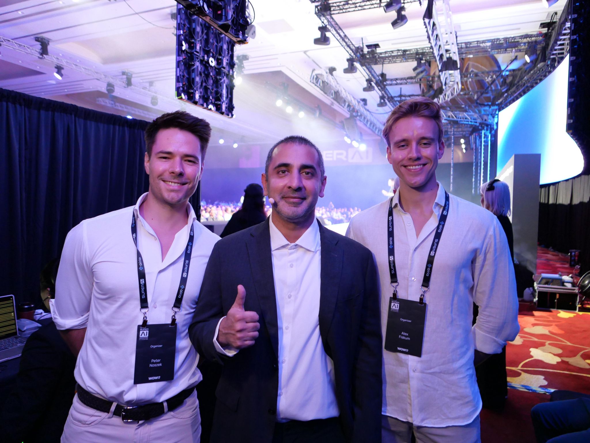 Peter with his co-founder, Alexander Fiskum, and former Coinbase CTO Balaji Srinivasan at the 2025 edition of SuperAI in Singapore.