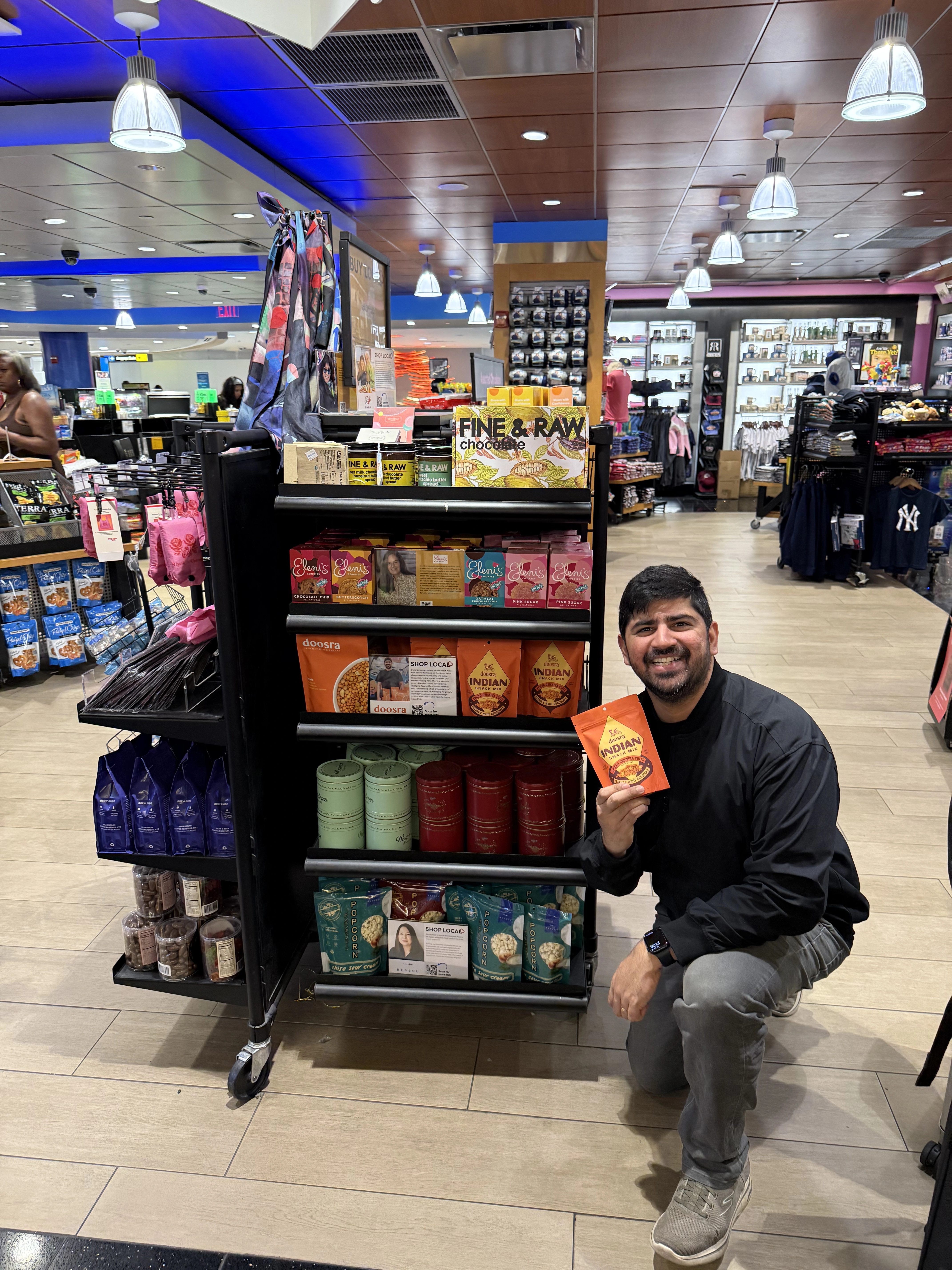 Kartik at a Doosra product aisle at a supermarket.